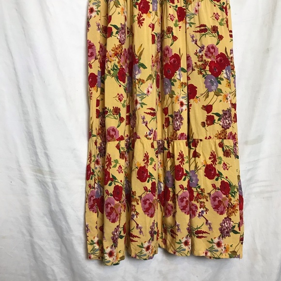 VTG Ashley & Sage Yellow Floral Print Viscose Flutter Sleeves Maxi Dress Sz M - Picture 8 of 12